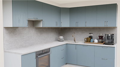 Кухня угловая Эмаль небесная 1334